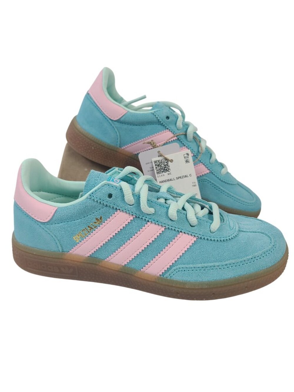 NEW Adidas Handball Spezial C Sneakers Aqua Pink Suede Kids Size 2